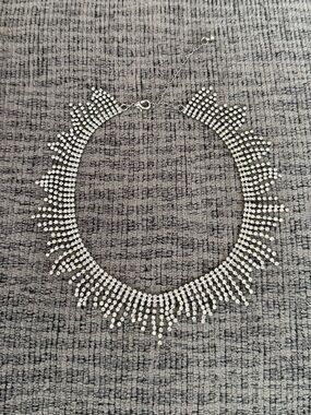 Silver Rhinestone Costume Jewelry Necklace